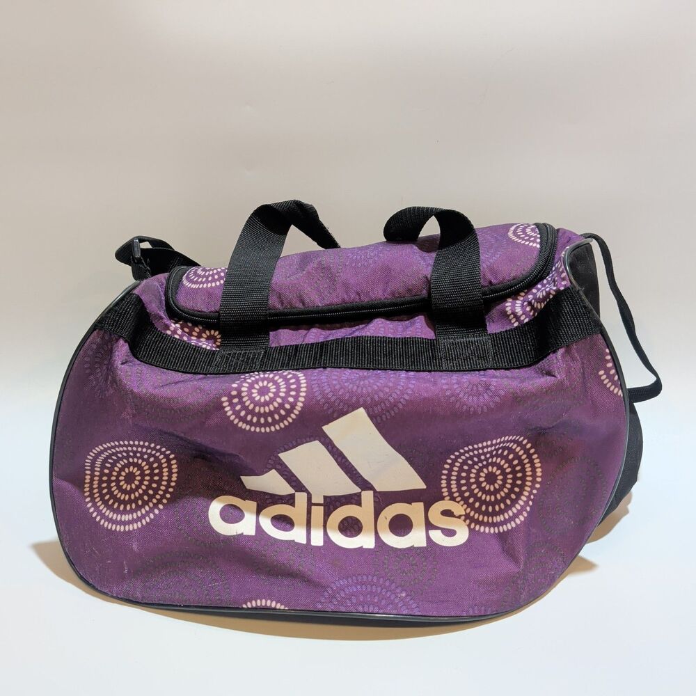 Adidas Gym Duffel Bag – Purple & White Circle Design Lightweight & Durable 18in